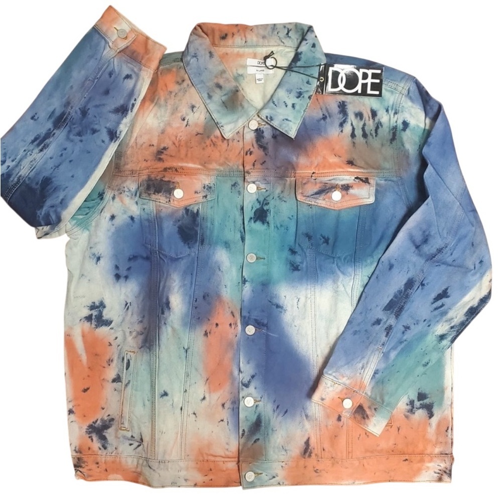 Sz 2xl Dope brand Multicolor Tie-Dye Denim Jacket - Picture 1 of 3